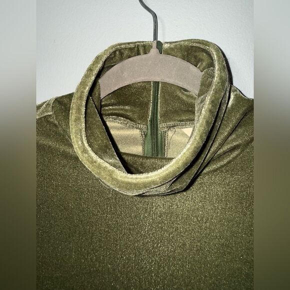 Soft Surrounding Women’s Green Velvet Velour Turtleneck Sweater Size XS NWOT - Picture 4 of 7